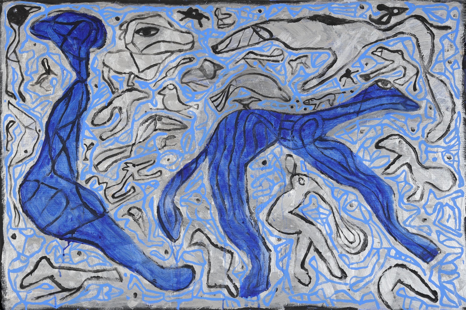 Untitled — large blue and grey abstract painting